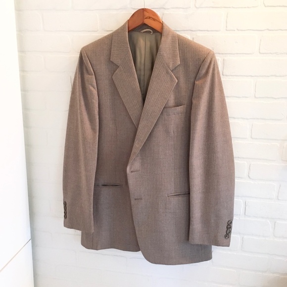 Vintage Men’s Blazer A.Gold & Sons Pinstripe Wool Moka Cream Old money 42L - Picture 2 of 15